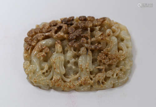 Hetian jade carving of chinese courtyard and figure