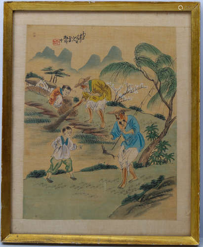 Chinese painting on silk