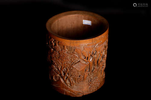 A 18c bamboo brush pot