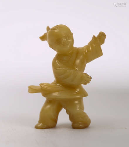 Hetian yellow jade carving of boy