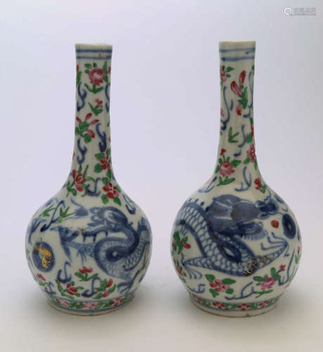 A pair of chinese porcelain carved vase