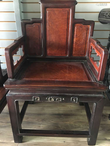 A chinese 19-20c rosewood&burdwood chair