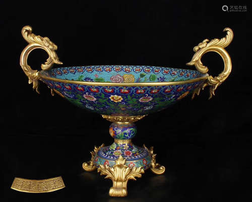 A CLOISONNE BRONZE PLATE