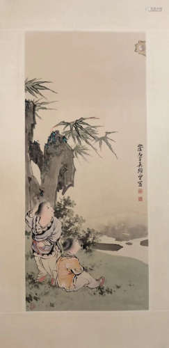 HAND SCROLL WATERCOLOR PAINTING OF WUGUANGYU SIGN