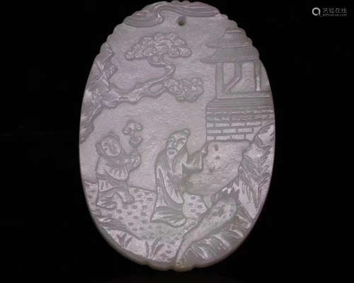 A HETIAN JADE TABLET PENDANT