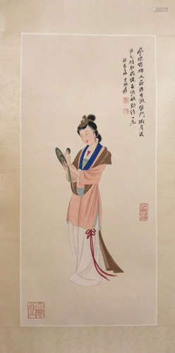 HAND SCROLL WATERCOLOR PAINTING OF ZHANGDAQIAN SIGN