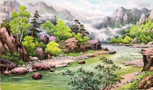 HAND SCROLL WATERCOLOR PAINTING OF KOREAN STYLE