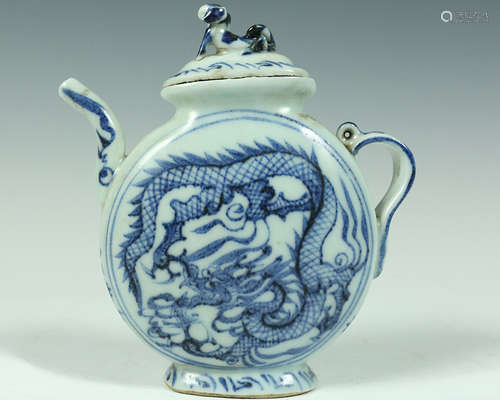 BLUE & WHITE DRAGON, BIANPING VASE