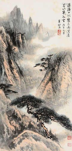 关松房（1901～1982） 戊午（1978年）作 黄山烟雨 立轴 设色纸本