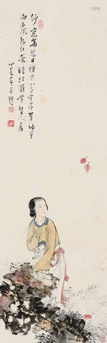 溥儒（1896～1963） 红叶仕女 立轴 设色纸本