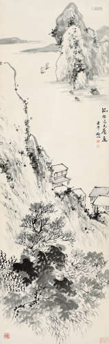 李研山（1898～1961） 壬午（1942年）作 山水 立轴 水墨纸本