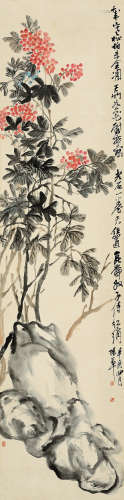 陈半丁（1876～1970） 辛亥（1911年）作 南天竹 立轴 设色纸本