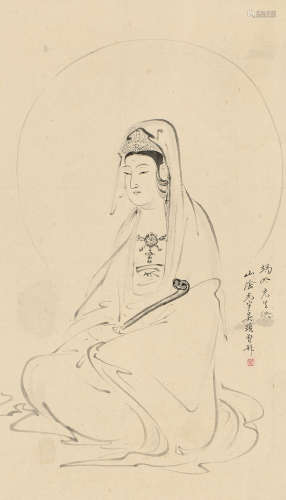 吴显曾（1908～1970） 观音士大像 镜心 水墨纸本