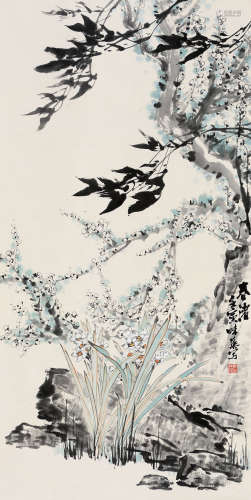 郭味蕖（1908～1971） 壬寅（1962年）作 春渚 立轴 设色纸本