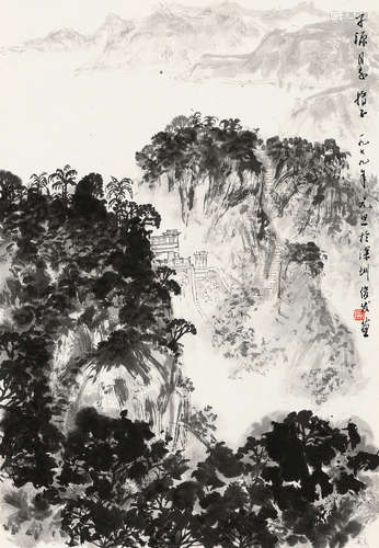 吴俊发（b.1927） 己未（1979年）作 山水 镜心 水墨纸本