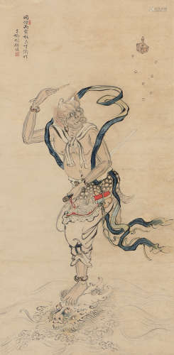 胡锡珪（1839～1936） 丙寅（1926年）作 魁星踢斗图 立轴 设色纸本