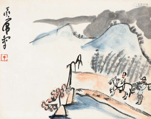 丁衍庸（1902～1978） 行旅图 镜心 设色纸本