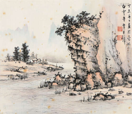 黄君璧（1898～1991） 丁未（1967年）作 山水 镜心 设色纸本