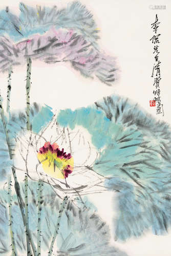 郭怡孮（b.1940） 荷花 立轴 设色纸本