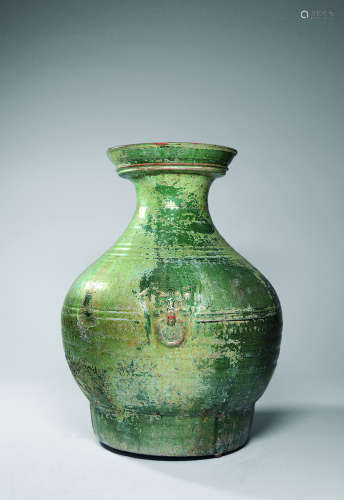 绿釉兽耳花瓶