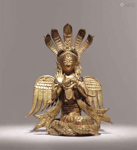 十八世纪 铜鎏金龙女菩萨像