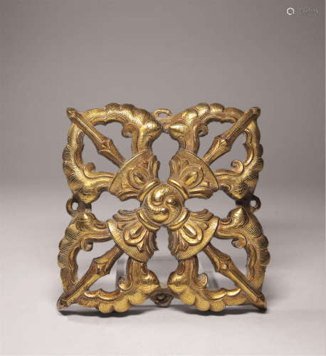 清十八世纪 铜鎏金金刚杵
