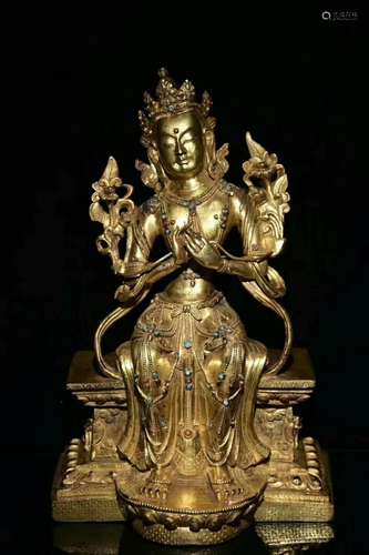 A Gilt Bronze Tara Buddha Statue