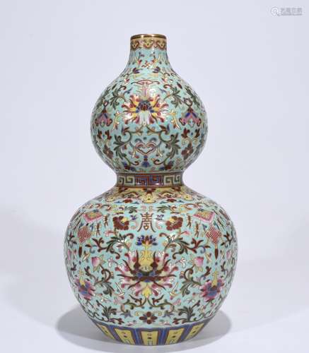 Qianlong Mark, A Famille Rose Gourd Vase