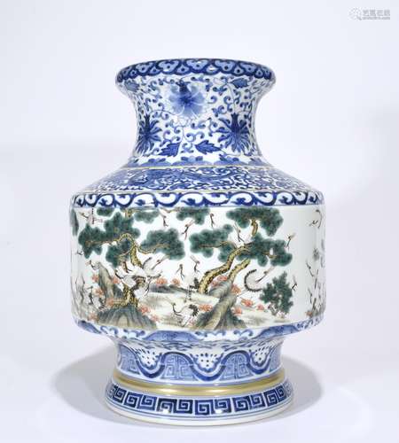 Qianlong Mark, A Blue and Famille Verte Vase