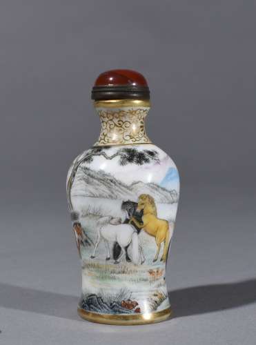 Daoguang Mark, A Famille Rose Glass Snuff Bottle