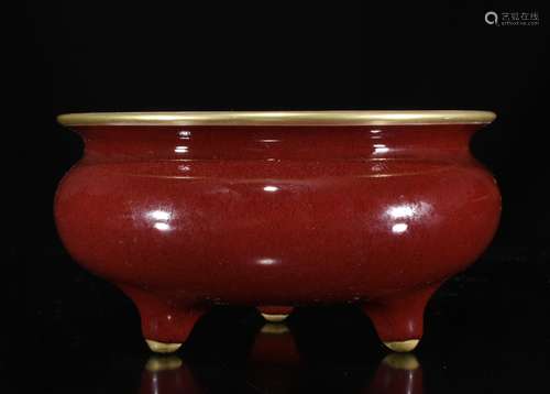 Yongzheng Mark, A Red Glazed Censer