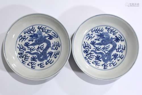 Guangxv Mark, A Pair of Blue and White Plates