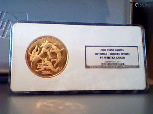 China 2008 Olympic 5 oz gold with NGC PF70