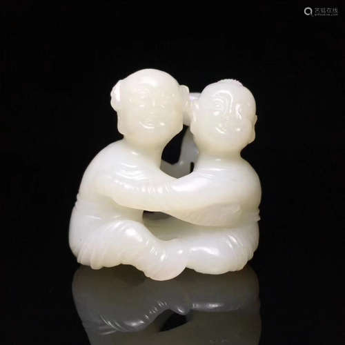 A HETIAN JADE TWO CHILDREN