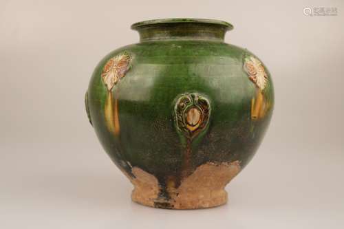 GREEN GLAZE JAR