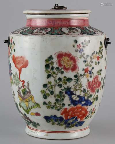 DAQING KANGXI NIANZHI MARK FAMILLE-ROSE JAR