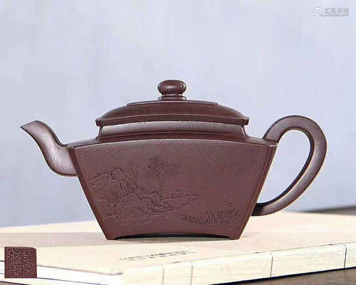 A YUXING ZISHA TEAPOT WITH MAOMEIHONG MARK