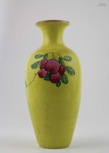 YELLOW GLAZE GUANYIN VASE