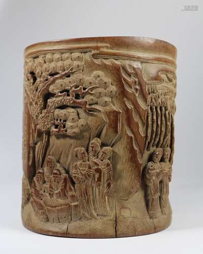 QING BAMBOO CARVED BRUSH HOLDER