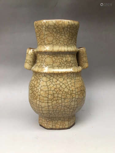 A GE KILN TUBE EAR VASE