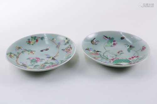 PAIR OF DOUQING CELADON DISHES