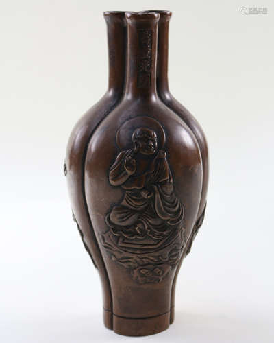 BUDDHA DESIGN BRONZE VASE