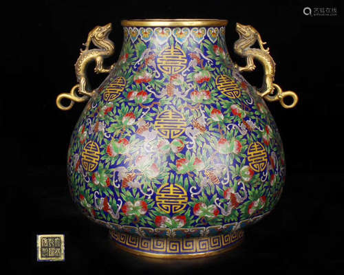 A BRONZE CLOISONNE LACQUER VASE