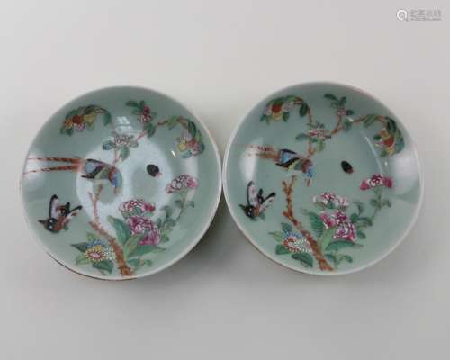 PAIR OF DOUQING CELADON DISHES