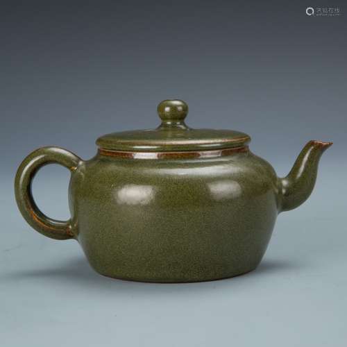 Green Glazed Porcelain Tea Pot with Mark