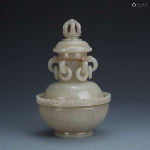 Carved White Jade Censer