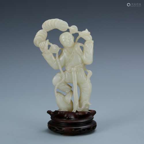 White Jade Figure of Liu Hai and His Three Legged Toad