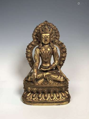 Gilt Bronze Figure Of Buddha With Mark