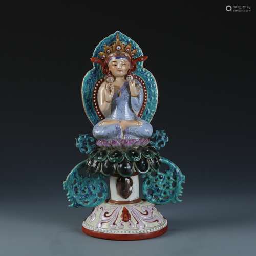 A Famille Rose Porcelain Figure of Guanyin