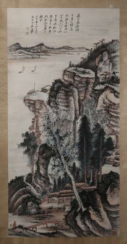 ZHANG DAQIAN: 'Landscape' Ink and Color on Paper